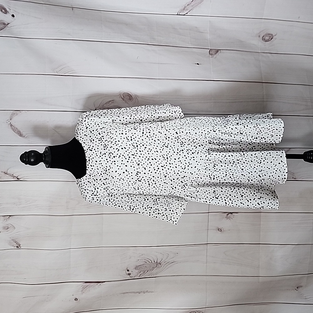 White & Black polka dot dress, size medium